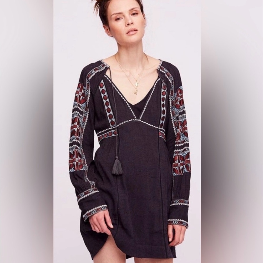 Free People Black and Red Plunge Sundress